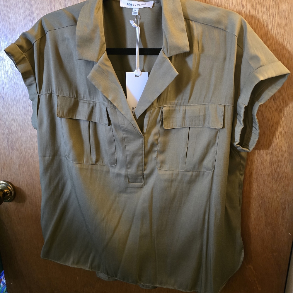 Rose & Olive Olive Utility Short Sleeve Tunic